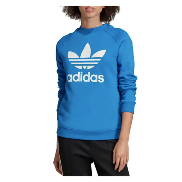 Adidas Sweatshirt Womens S Small Blazblue Pullover Trefoil Crewneck Long Sleeve - Picture 13 of 14